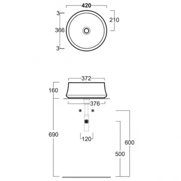 Раковина 42x42 см Simas Sharp SH02bi*0