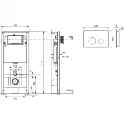 Инсталляция для унитаза Tece TECEspring LT S401110 с кнопкой смыва, белый глянец