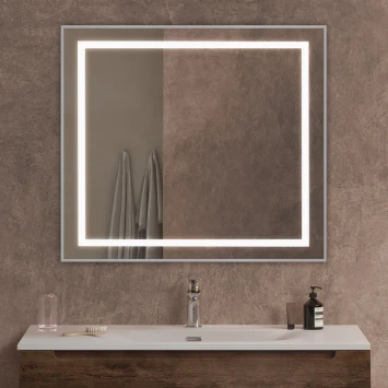 Зеркало BelBagno Kraft SPC-KRAFT-900-800-SENS-AL 90x80 см, с LED-подсветкой, сенсорным выключателем, алюминий