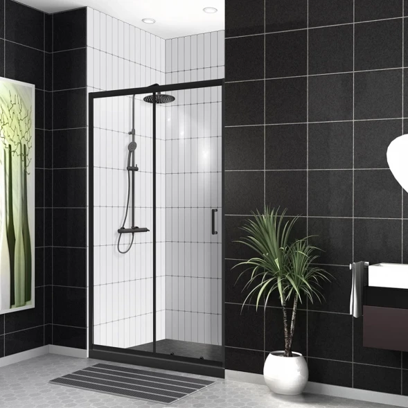 Душевая дверь 130 см BelBagno UNO-195-BF-1-130-C-NERO прозрачное