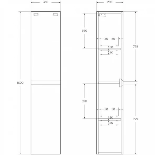 Пенал BelBagno Kraft KRAFT-1600-2A-SC-BO-R подвесной R, Bianco Opaco