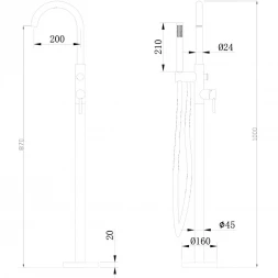 Смеситель напольный для ванны Abber Wasser Kreis AF8115NG никель