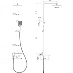 Душевая система Wonzon &amp; Woghand Edge WW-88739003-BG 250 мм, со смесителем, золотой матовый