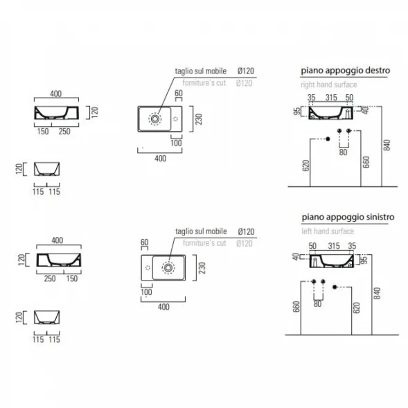 Раковина 40x23 см GSI Kube X 9484008