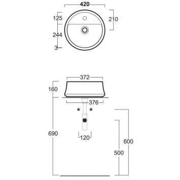 Раковина 42x42 см Simas Sharp SH03bi*1