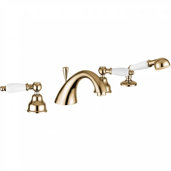 Смеситель на борт ванны Emmevi Deco Ceramic 121120/BR с душевым гарнитуром, бронза