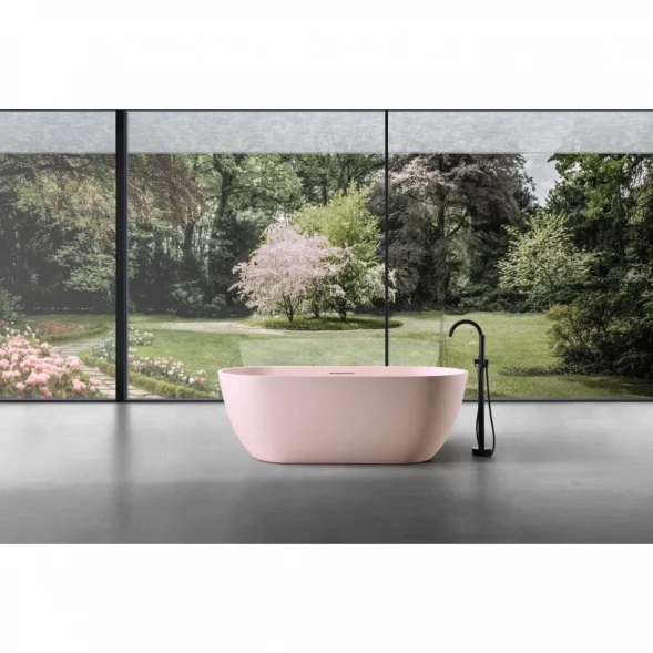 Ванна из литьевого мрамора Abber Frankfurt AM9941MP 170x75 см, отдельностоящая, розовый матовый