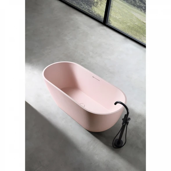 Ванна из литьевого мрамора Abber Frankfurt AM9941MP 170x75 см, отдельностоящая, розовый матовый