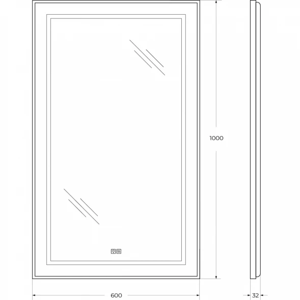 Зеркало BelBagno Kraft SPC-KRAFT-600-1000-LED-TCH-WARM 60x100 см, с LED-подсветкой, сенсорным выключателем, антизапотеванием, алюминий