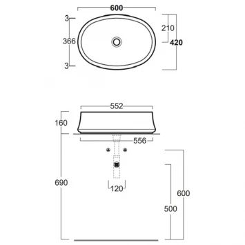 Раковина 60x42 см Simas Sharp SH04bi*0