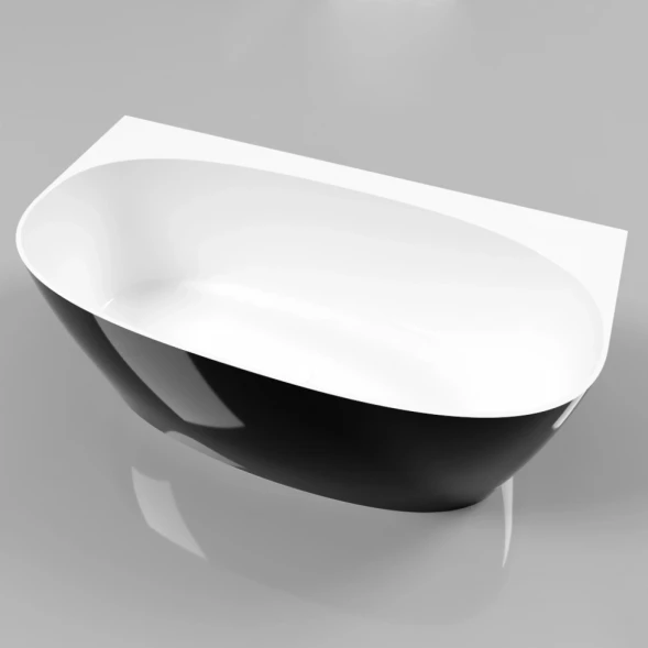 Ванна из литьевого мрамора Whitecross Pearl A 0214.155080.10100 155x80 см, белый глянец/черный глянец