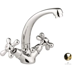 Смеситель для раковины Emmevi Deco Classic 12913/OR с донным клапаном, Золото