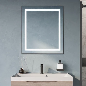 Зеркало BelBagno Kraft SPC-KRAFT-700-800-SENS-NERO 70x80 см, с LED-подсветкой, сенсорным выключателем, черный