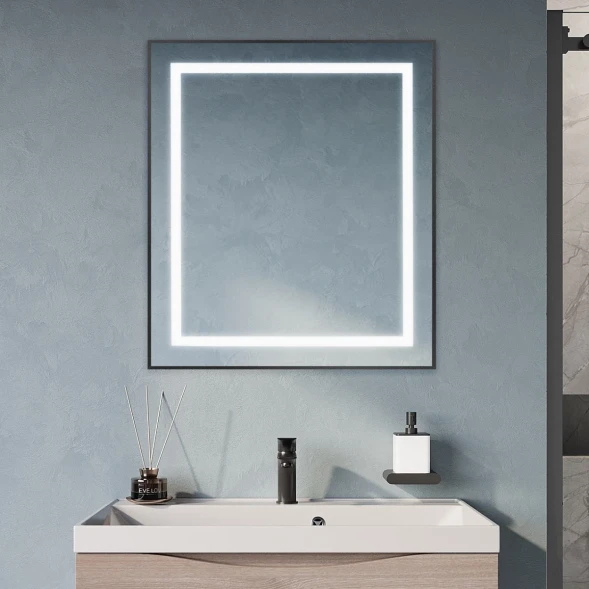 Зеркало BelBagno Kraft SPC-KRAFT-700-800-SENS-NERO 70x80 см, с LED-подсветкой, сенсорным выключателем, черный