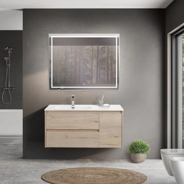 Тумба под раковину BelBagno Kraft KRAFT-1000-2C-1A-SO-RGB-L 100 см L, подвесная, Rovere Galifax Bianco