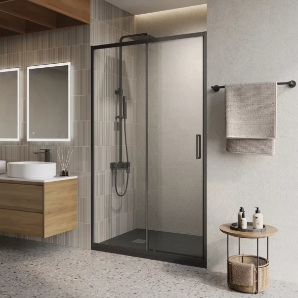 Душевая дверь BelBagno Luce LUCE-BF-1-120-C-NERO 120 см, профиль черный матовый, стекло прозрачное