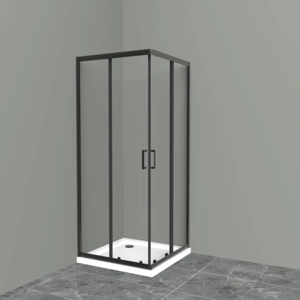 Душевой уголок 100x100 см BelBagno UNO-195-A-2-100-C-NERO прозрачное