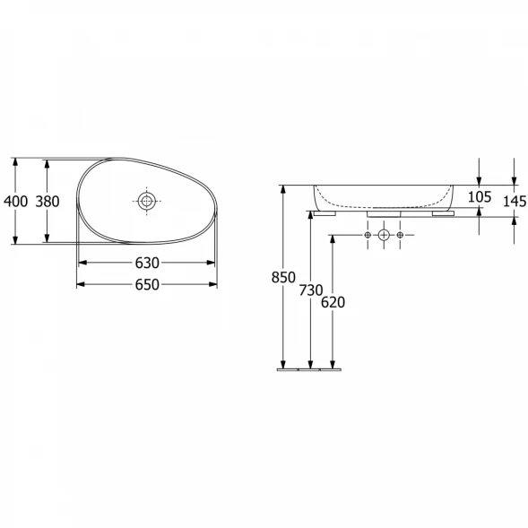 Раковина-чаша Villeroy &amp; Boch Antao 4A7465RW 65x40 см, накладная, Белый матовый