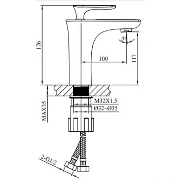 Смеситель для раковины AltroBagno Aperto AltroBagnoAperto0120NeOp черный матовый