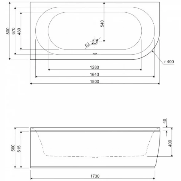 Акриловая ванна 180x80 см R Cezares Metauro METAURO CORNER-180-80-40-R-W37