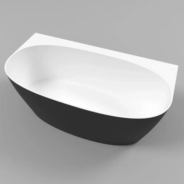 Ванна из литьевого мрамора Whitecross Pearl A 0214.155080.20100 155x80 см, белый матовый/черный матовый