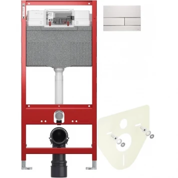Инсталляция для унитаза Tece TECEsquare II 9300302 + 9200010 + 9380014 + 9240830 с кнопкой смыва, нержавеющая сталь
