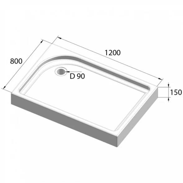 Акриловый поддон 120x80 см BelBagno TRAY-BB-AH-120/80-15-W-L