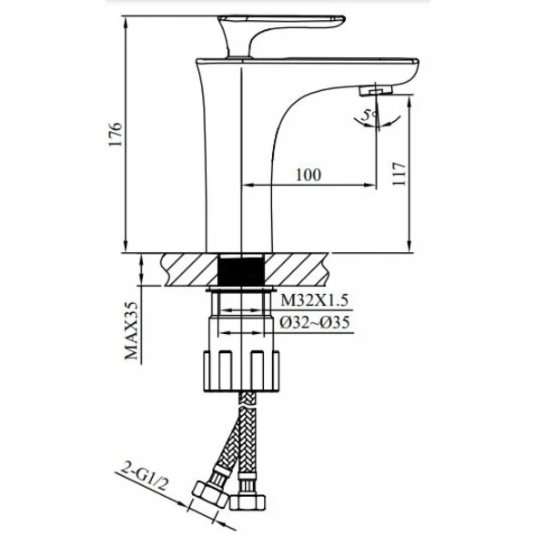 Смеситель для раковины AltroBagno Aperto AltroBagnoAperto0121Bi