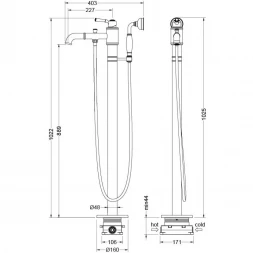 Смеситель напольный для ванны Aquatek Классик AQ1545PG Золото