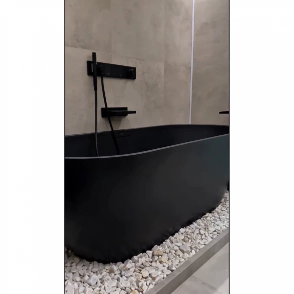 Термостат для ванны Boheme Zodiac 133-SYS-GM встраиваемый, с душевым гарнитуром, графит матовый