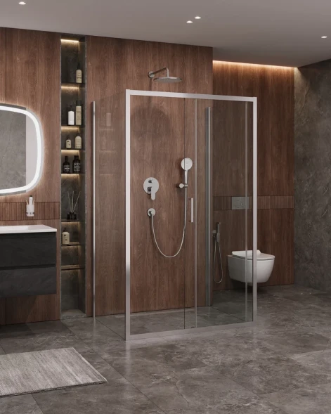 Душевой уголок Cezares Molveno MOLVENO-AH-12-160/90-C-Cr-IV 157x90 см, профиль хром, стекло прозрачное