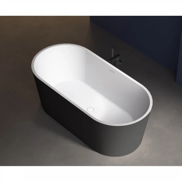 Акриловая ванна Abber AB9209MB 170x80 см, отдельностоящая, черный матовый/белый
