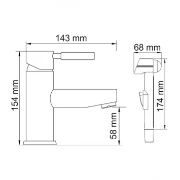Смеситель для раковины с гигиенической лейкой WasserKRAFT Main 4108