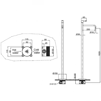 Смеситель напольный для раковины Boheme Uno 107-MW белый матовый