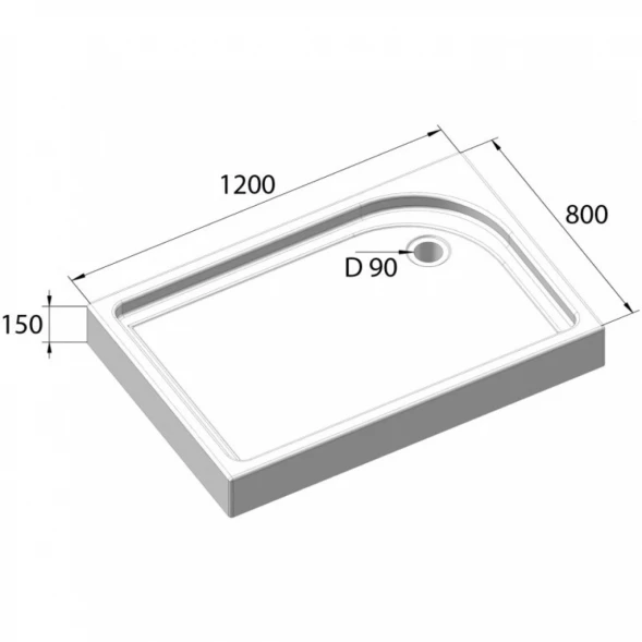 Акриловый поддон 120x80 см BelBagno TRAY-BB-AH-120/80-15-W-R