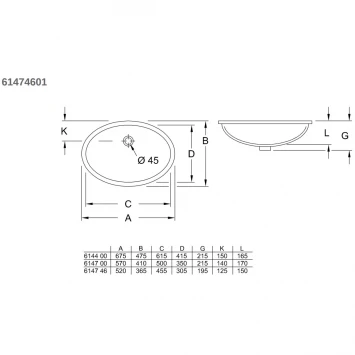 Раковина 52x36,5 см Villeroy &amp; Boch Evana 61474601