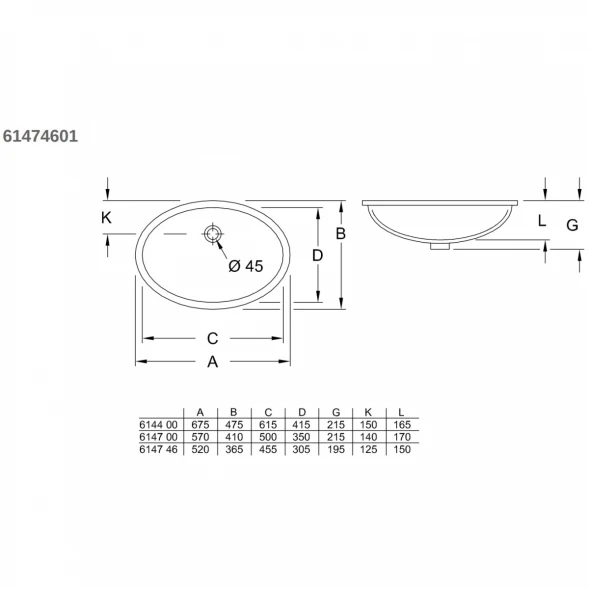 Раковина 52x36,5 см Villeroy &amp; Boch Evana 61474601
