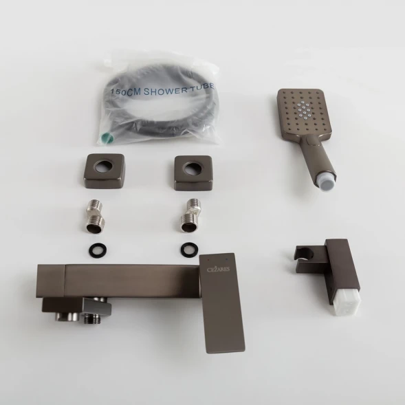 Смеситель для ванны Cezares Slider SLIDER-VD-GM с душевым гарнитуром, оружейная сталь матовый