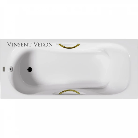 Ванна чугунная Vinsent Veron Aura VAU1707042H/VH0015GD 170x70 см, с ручками, белый