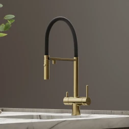 Смеситель для кухни Sancos Imola SC4010BGBH с подключением к фильтру, гибким изливом, Золото матовый