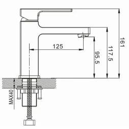 Смеситель для раковины Rose R1001T-1 оружейная сталь