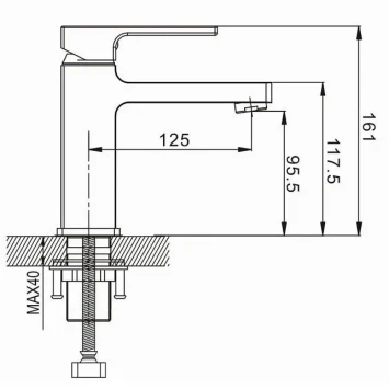 Смеситель для раковины Rose R1001T-1 оружейная сталь