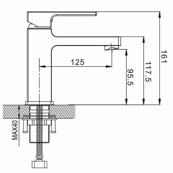 Смеситель для раковины Rose R1001T-1 оружейная сталь