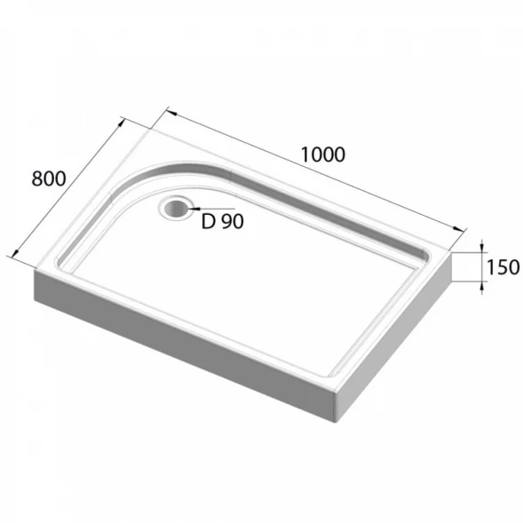 Акриловый поддон 100x80 см BelBagno TRAY-BB-AH-100/80-15-W-L