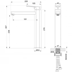 Смеситель для раковины Wonzon & Woghand Frame WW-88239010-CR хром