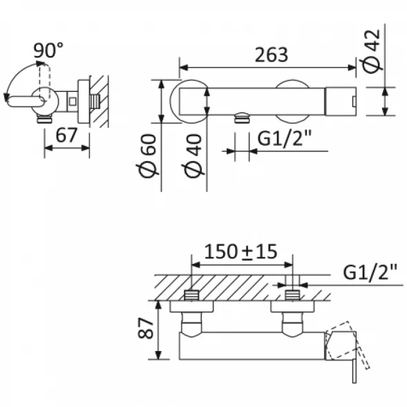 Смеситель для душа Cezares Leaf LEAF-D-L-01