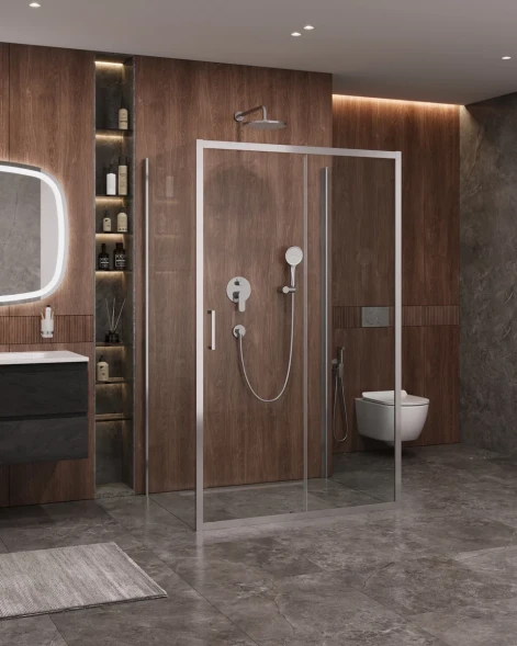 Душевой уголок Cezares Molveno MOLVENO-AH-12-150/90-C-Cr-IV 147x90 см, профиль хром, стекло прозрачное