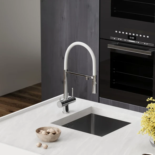 Смеситель для кухни Sancos Imola SC4010CHWH с подключением к фильтру, гибким изливом, хром