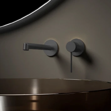 Смеситель для раковины Vincea Rim VBFW-2RM1GM встраиваемый, без донного клапана, вороненая сталь