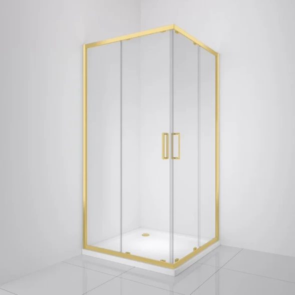 Душевой уголок BelBagno Luce LUCE-A-2-80-C-ORO 80x80 см, профиль золотой, стекло прозрачное